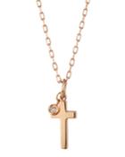 14k Rose Gold Cross & Diamond Necklace