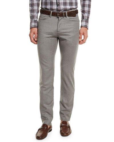 Wintertime Flannel Five-pocket Pants, Argento