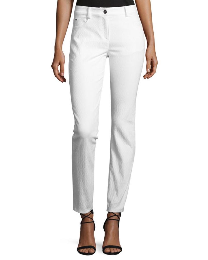 Bardot Jacquard Slim-fit Capri Jeans, White