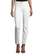 Bardot Jacquard Slim-fit Capri Jeans, White