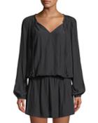 London Drop-waist Tassel-tie Dress