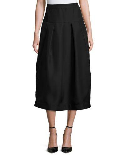 Pleated High-waist Midi