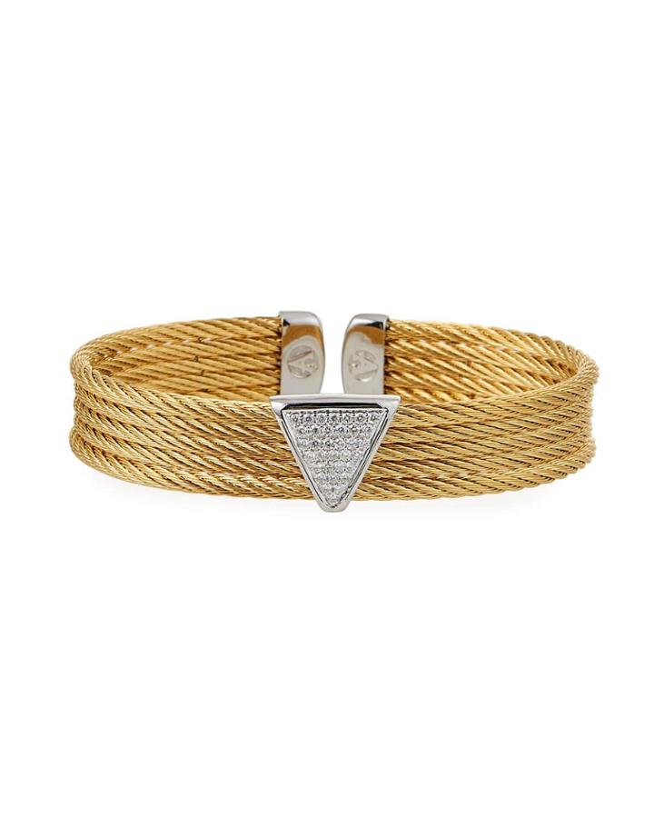 Multi-row Bangle W/ Diamond Pave Triangle, Golden