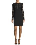 Long-sleeve Lace-inset Tunic Dress