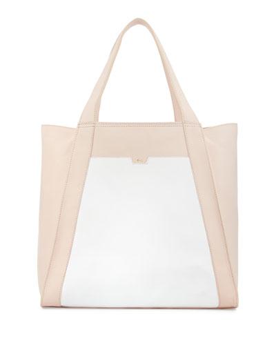 Cushion Quilted Leather Tote Bag, Blush/white