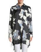 Abstract Tie-side Button-front Tunic