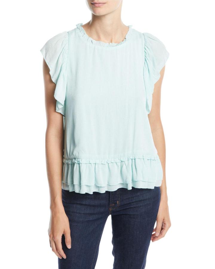 Tiered-ruffle Gauze Blouse