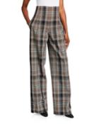 Plaid Wool Wide-leg Pants