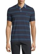 Twill Stripe Polo Shirt With Chambray Collar