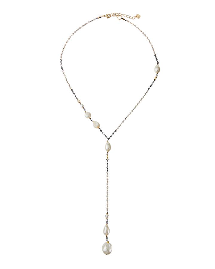 Pearl Y-necklace, White