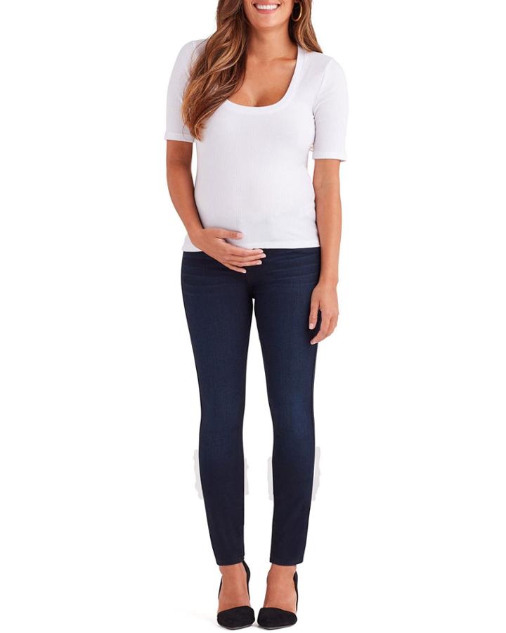 Ankle Skinny Maternity Jeans W/ Faux Pockets