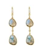 18k Double-drop Labradorite & Diamond Earrings