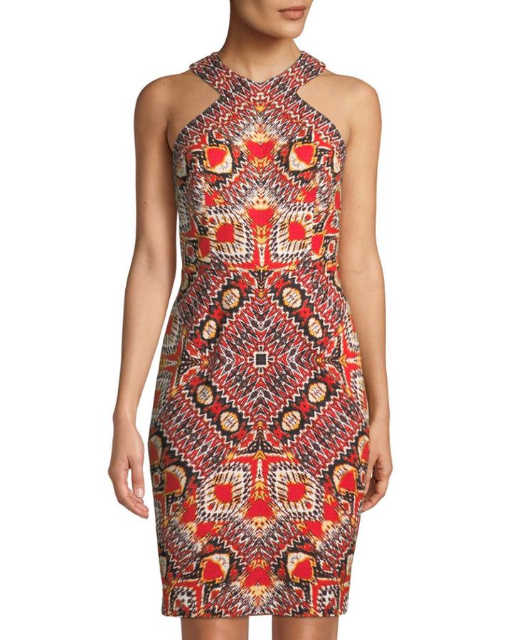 Global Puzzle-print Halter Dress