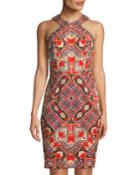 Global Puzzle-print Halter Dress
