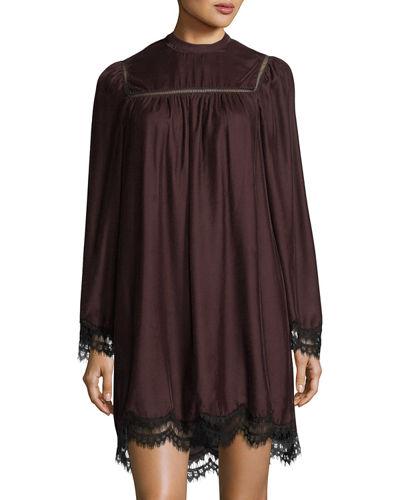 High-neck Velvet Dress With