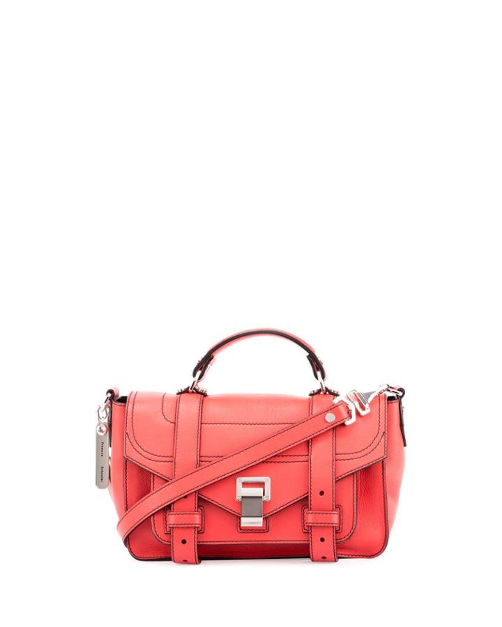 Ps1+ Tiny Leather Satchel Bag, Geranium