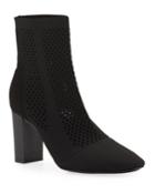 Banker Stretch Knit Perforated Ankle Booties