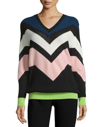 Graphic Intarsia V-neck