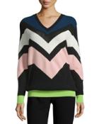 Graphic Intarsia V-neck