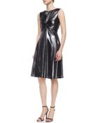 Honore Frosted Knotted Ruched A-line Dress