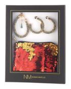 Sequin Pouch, Earrings & Bracelet Gift