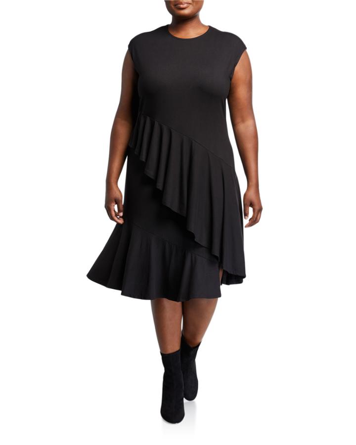 Plus Size Malvina Asymmetric Ruffle Dress