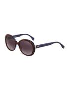 Modified Round Acetate Sunglasses, Brown/red
