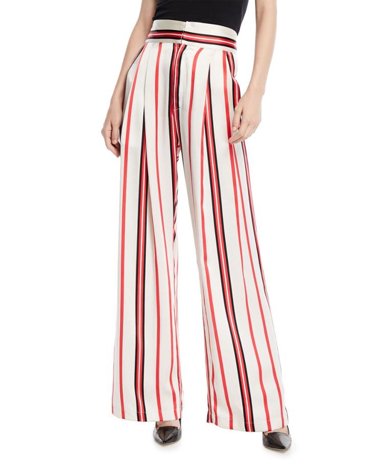 Love Unconditionally Striped Silk Wide-leg Pants