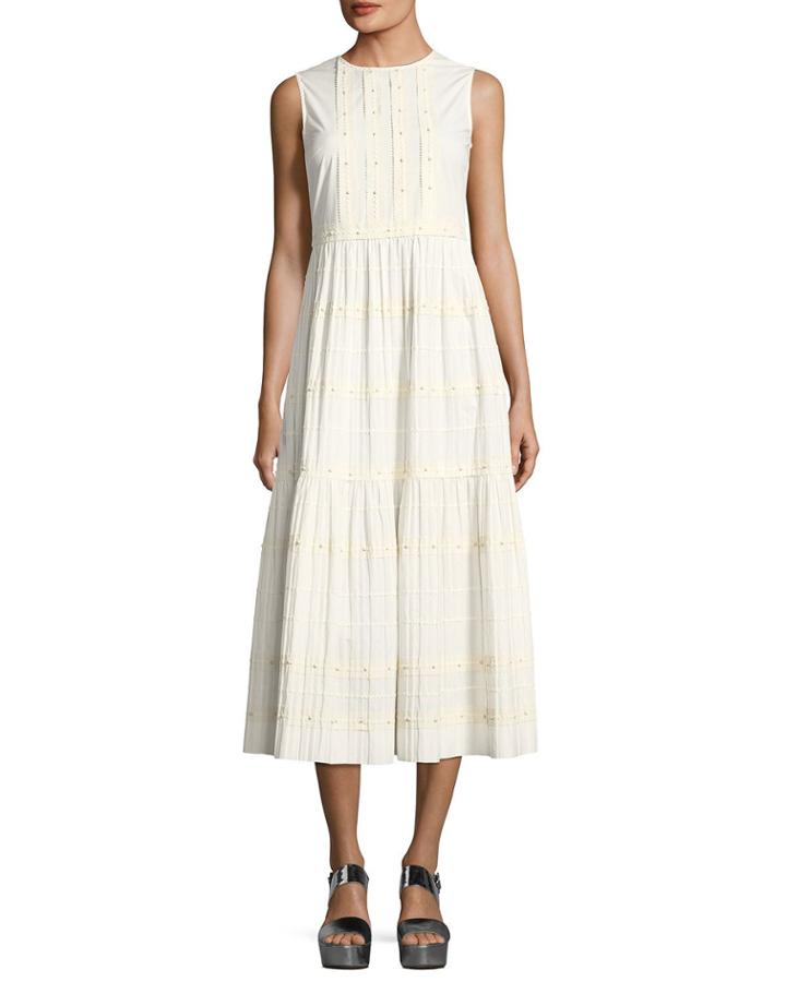 Long Tiered A-line Cotton Dress