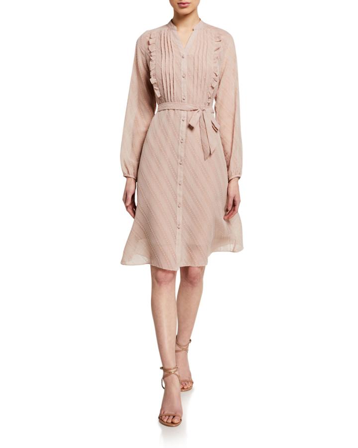 Clip Dot Button Down Ruffle Dress