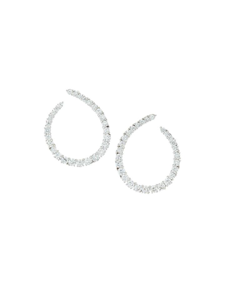 Neiman Marcus Love Journey Diamond Loop Earrings, Women's, White