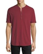 Slub Cotton Short-sleeve Henley T-shirt