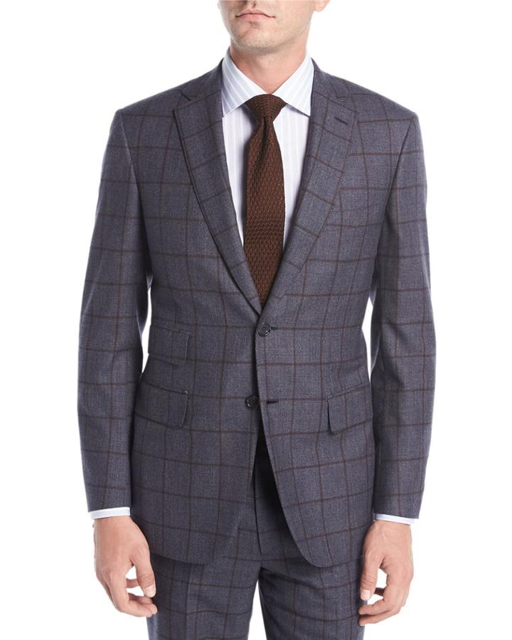 Windowpane Check Wool Two-piece