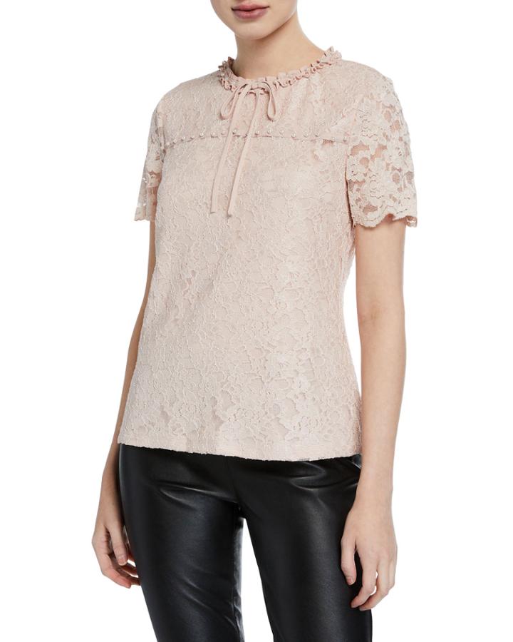 Pearly Trim Crew Neck