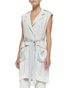 Long Vest W/ Grosgrain Bow Belt
