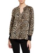 Leopard-print Long-sleeve Blouse