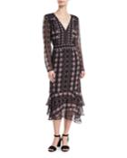 Fortune Teller V-neck Long-sleeve Day Dress