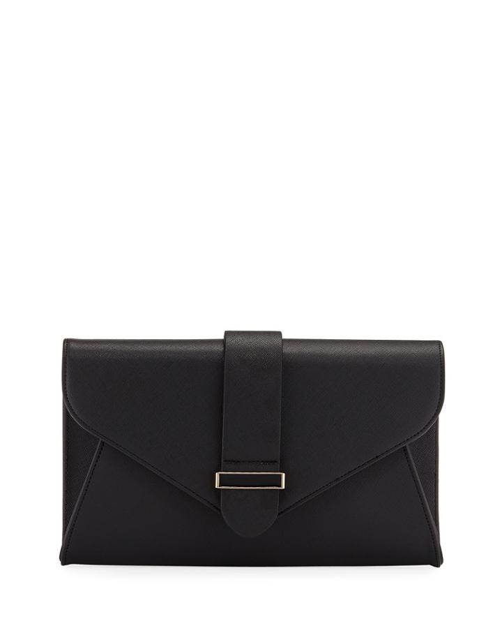 Reva Faux Saffiano Leather Envelope Clutch Bag