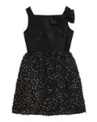 Dress With Textured Skirt & Bow Shoulder, Girls'