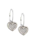 18k White Gold Diamond Heart Drop Earrings