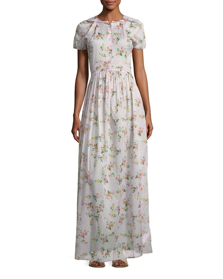 Dean Button-front Floral-print Cotton Voile