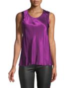 Scoop-neck Sleeveless Bias-seam