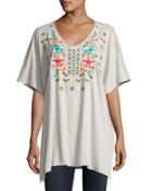 Embroidered V-neck Poncho,