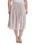 Pleated Metallic A-line Skirt,