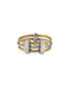 Linear Diamond 3-row Cable Ring In Two-tone,