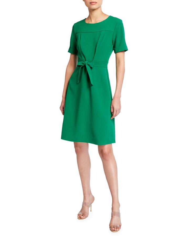 Tie-front Short-sleeve Dress