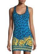 Leopard-print Scoop-neck Beach Dress