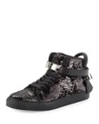 Men's 100mm Sequined High-top Sneakers, Black