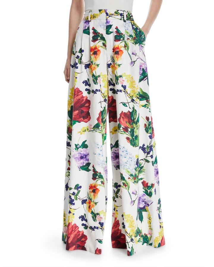 Dustin Super Flared Floral-print Cotton Pants