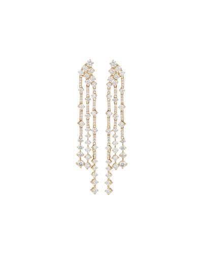 14k Six-row Dangle Diamond Earrings